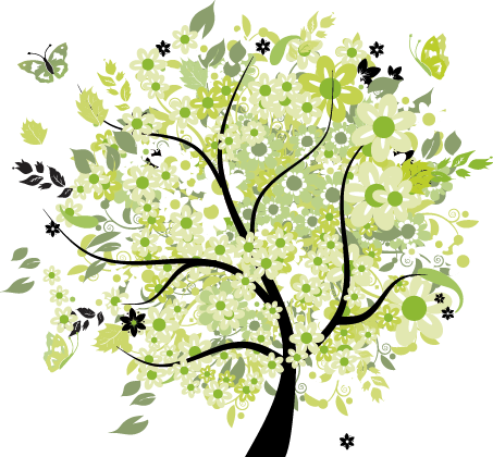 Tapis vinyle plantes arbre vert de printemps - TenStickers