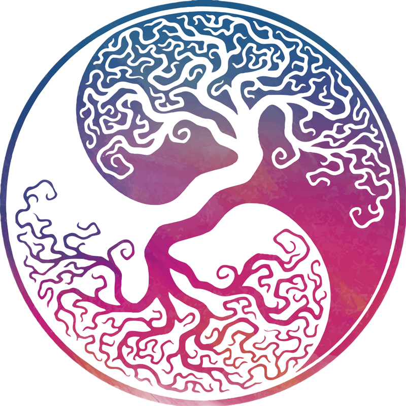 Tapis vinyle plantes arbre de vie yin yang - TenStickers