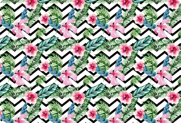 Tapis vinyle plantes zigzag tropical vert - TenStickers