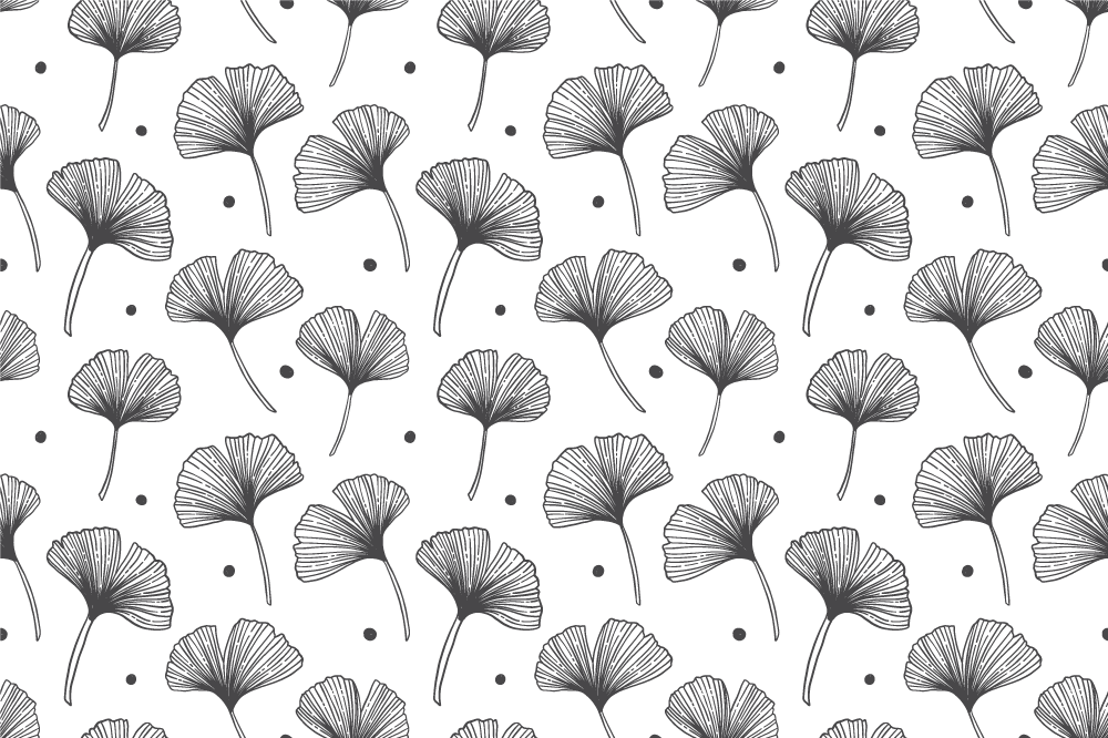 Tapis vinyle plantes motif feuilles de ginkgo blanches - TenStickers