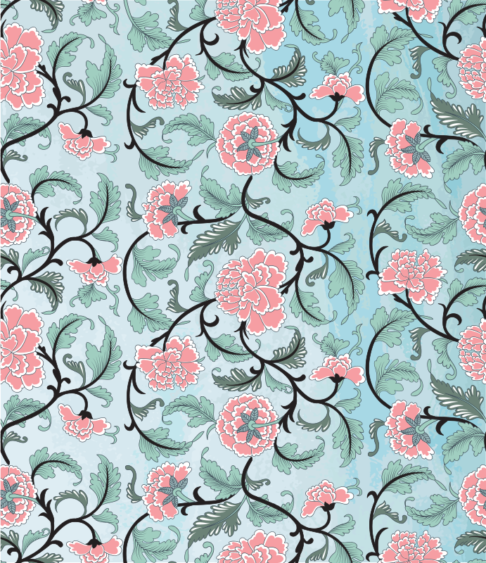 Tapis vinyle plantes fleurs japonaises autocollant - TenStickers