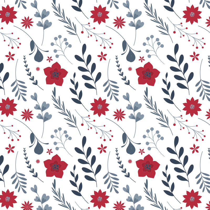 Tapis vinyle plantes motif rouge et blanc - TenStickers