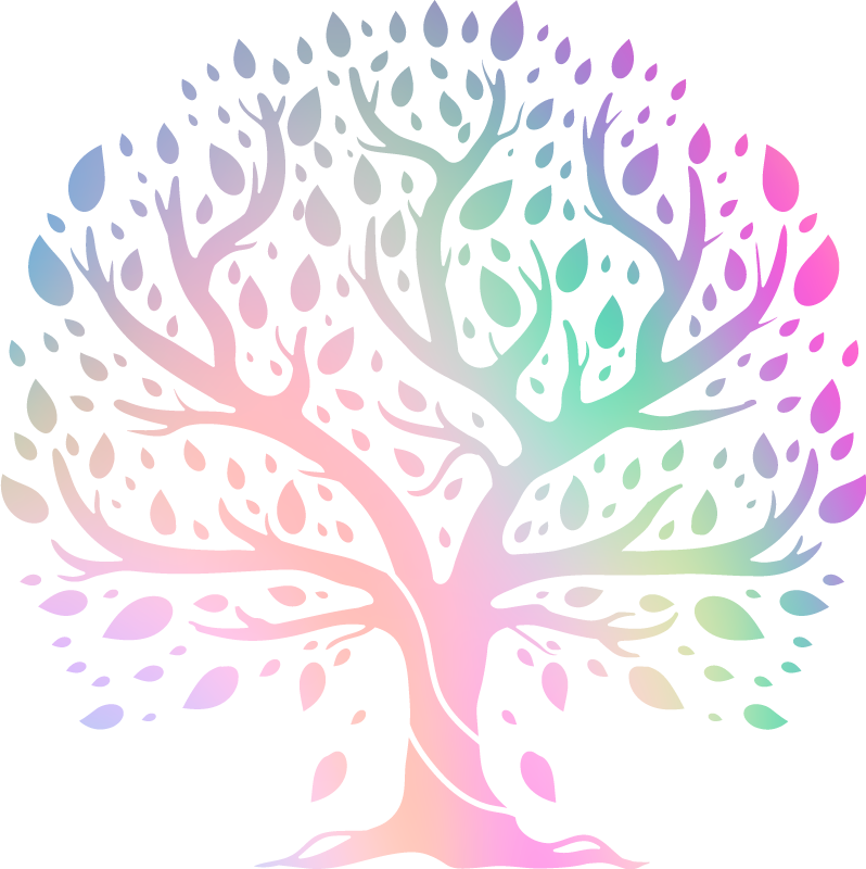 Tapis vinyle plantes arbre de vie couleurs arc-en-ciel - TenStickers