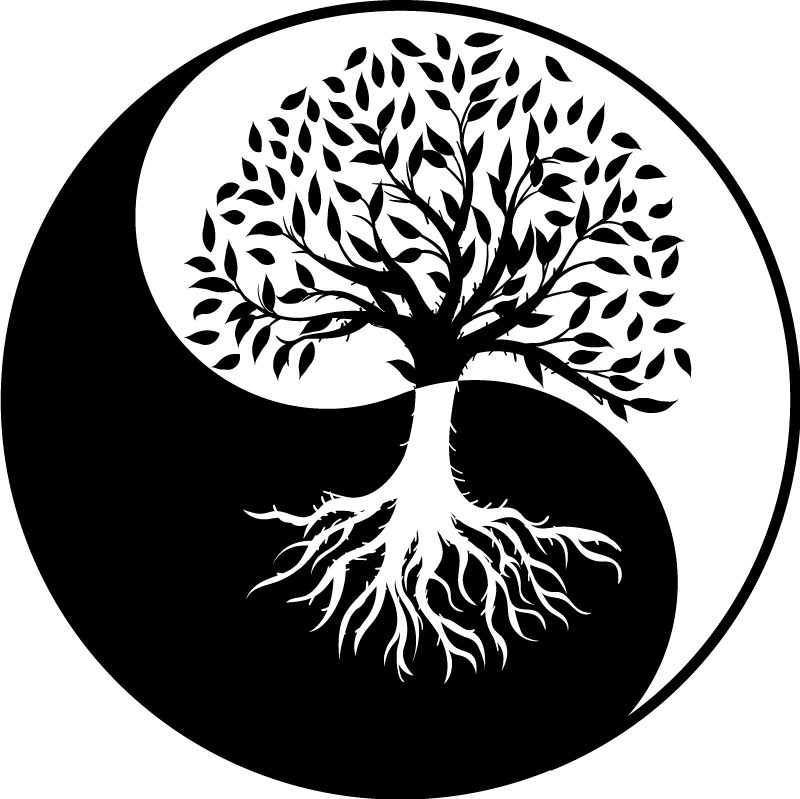 Tapis vinyle plantes arbre de vie yin et yang - TenStickers