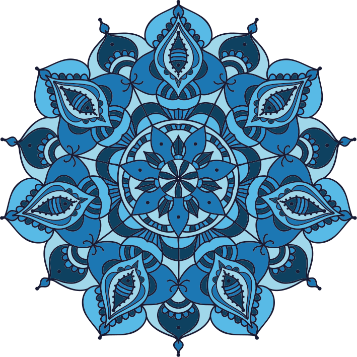Tapis vinyle plantes mandala bleu lotus - TenStickers