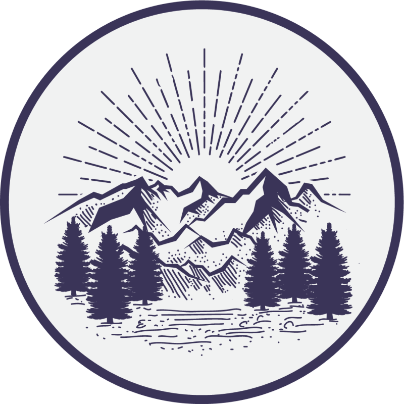 Tapis vinyle plantes paysage montagnard rond - TenStickers