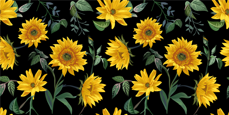 Tapis vinyle plantes tournesols vintage - TenStickers
