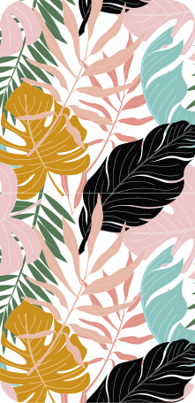 Tapis vinyle plantes motif floral abstrait coloré - TenStickers