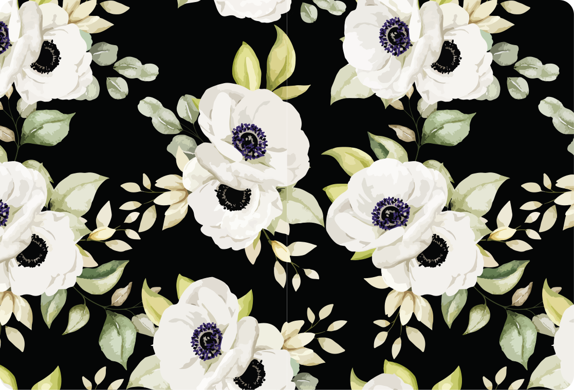 Tapis vinyle plantes style noir élégant - TenStickers