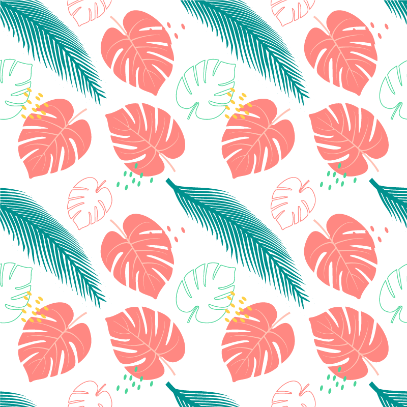 Tapis vinyle plantes feuilles tropicales roses - TenStickers