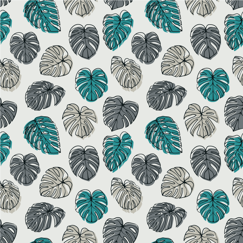 Tapis vinyle plantes feuilles tropicales abstraites - TenStickers