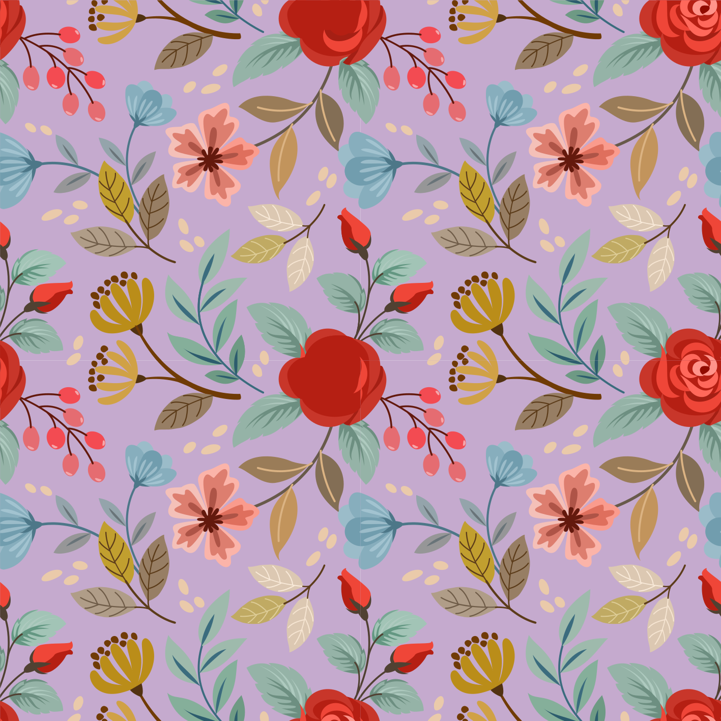 Tapis vinyle plantes fleurs colorées - TenStickers