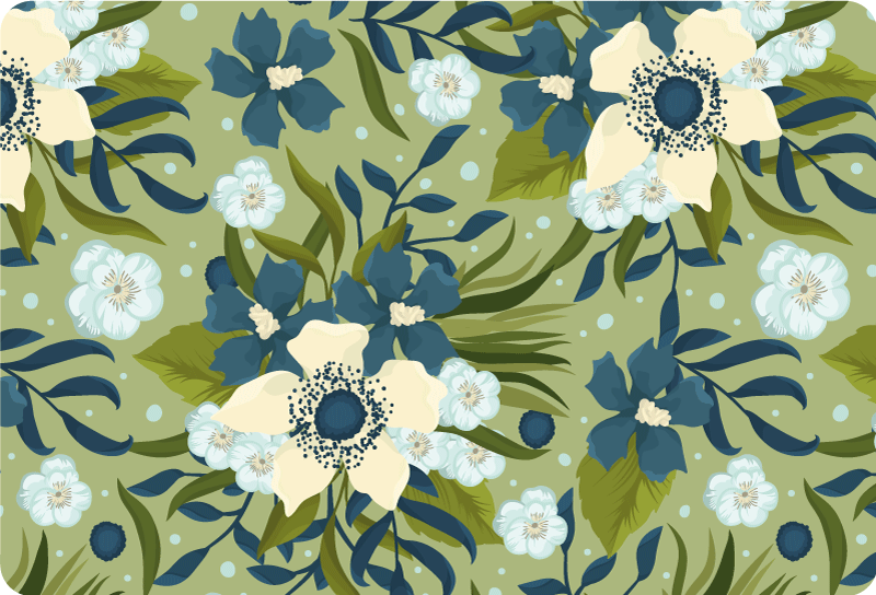 Tapis vinyle plantes motif coloré d'été - TenStickers