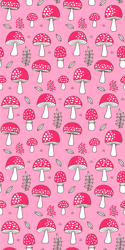 Tapis vinyle plantes champignons roses classiques - TenStickers