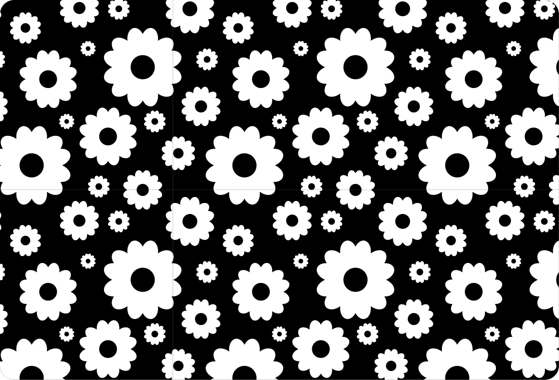 Tapis vinyle plantes marguerites noires et blanches - TenStickers