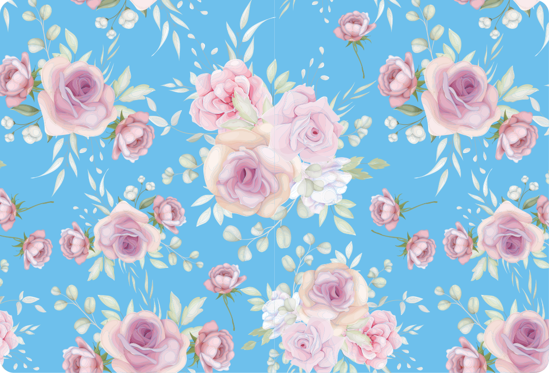 Tapis vinyle plantes roses sur fond bleu - TenStickers