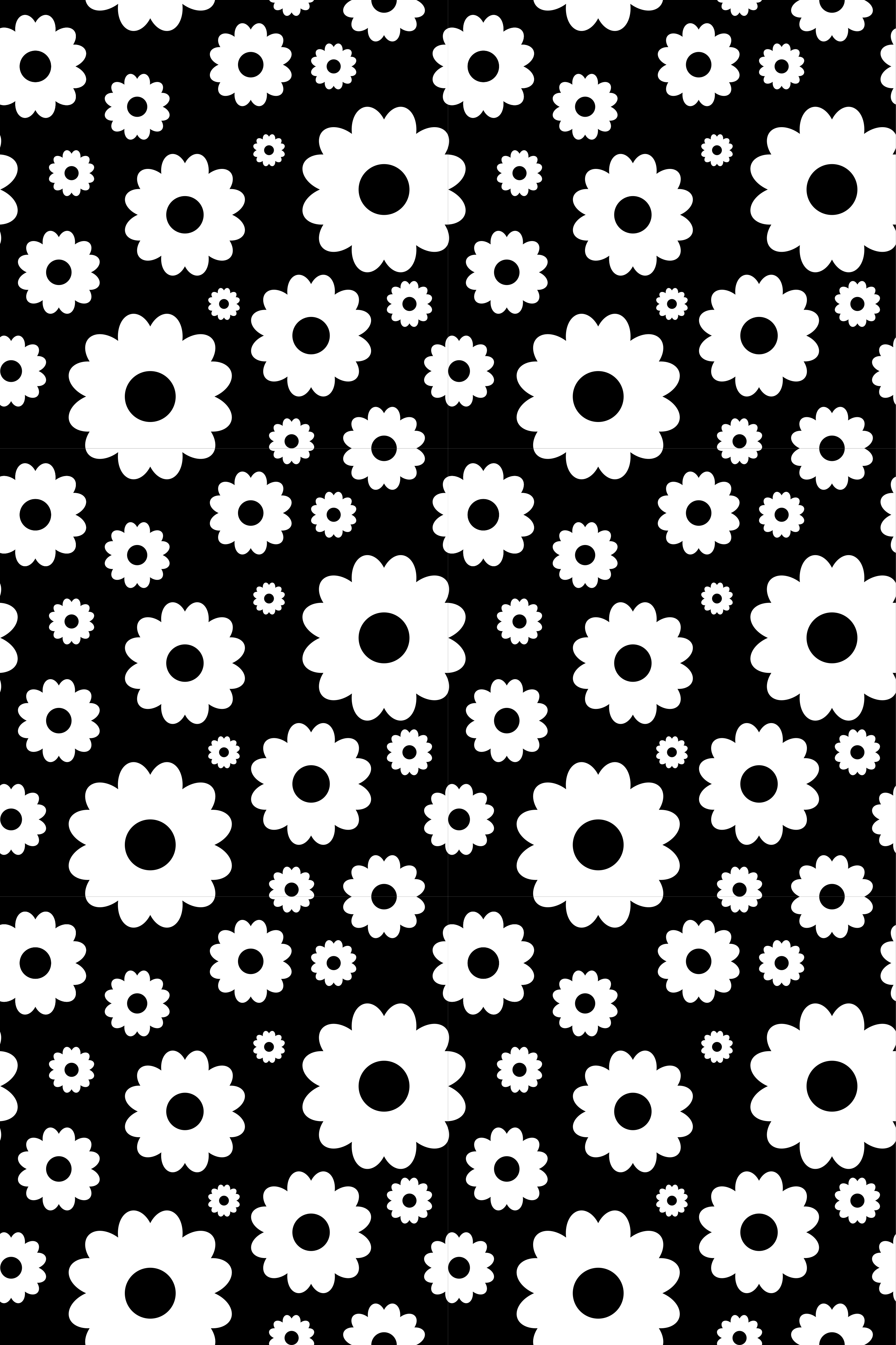 Tapis vinyle plantes marguerites noires et blanches - TenStickers
