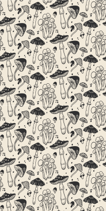 Tapis vinyle plantes motif champignons dessinés - TenStickers