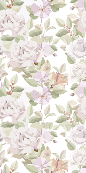 Tapis vinyle plantes motif floral élégant sans couture - TenStickers