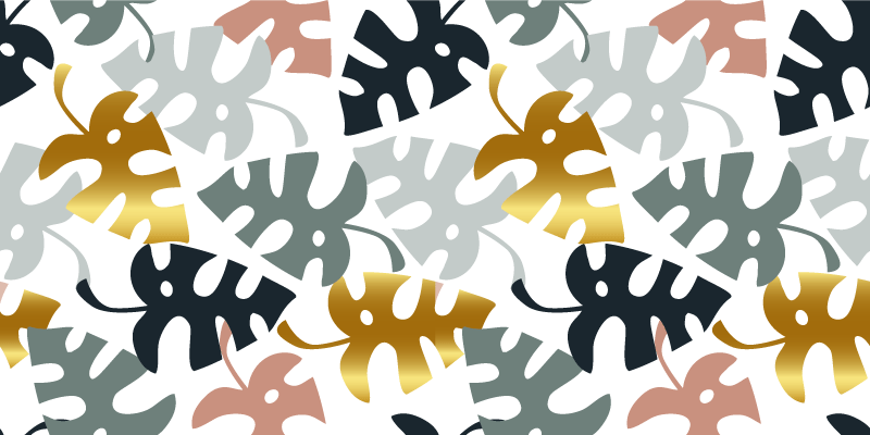 Tapis vinyle plantes feuilles dorées et multicolores - TenStickers