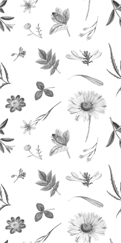Tapis vinyle plantes fleurs grises printanières - TenStickers