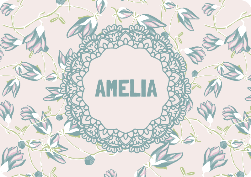 Tapis vinyle plantes feuilles et nom - TenStickers