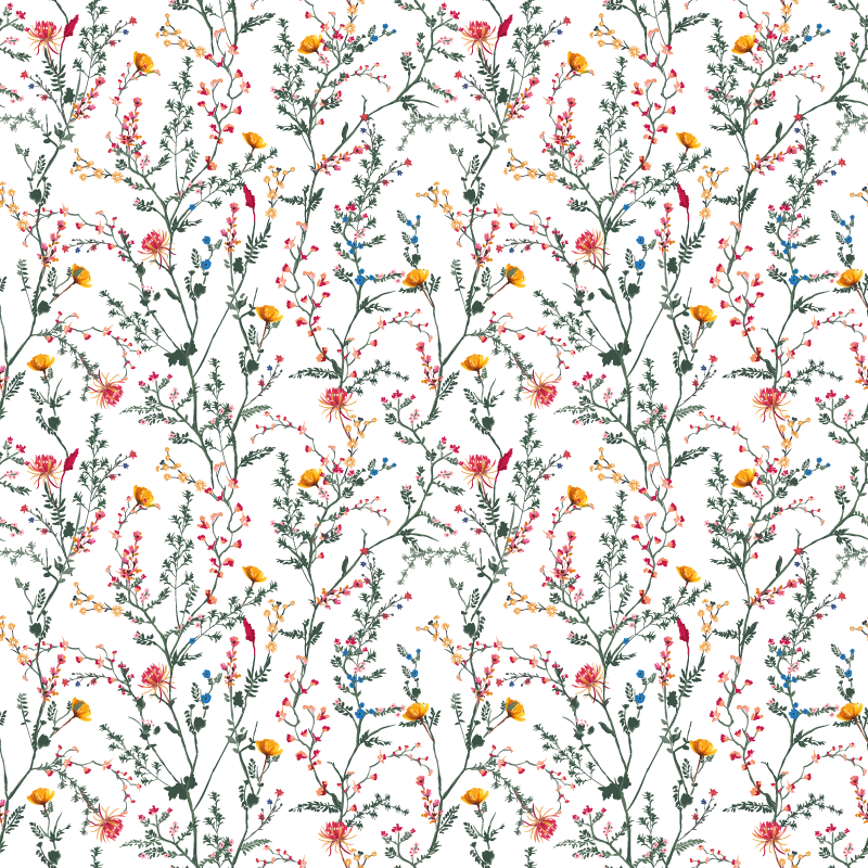 Tapis vinyle plantes fleurs de jardin minimalistes - TenStickers