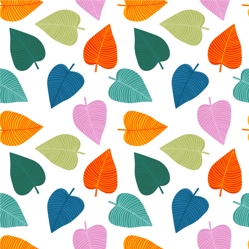 Tapis vinyle plantes feuilles colorées originales - TenStickers