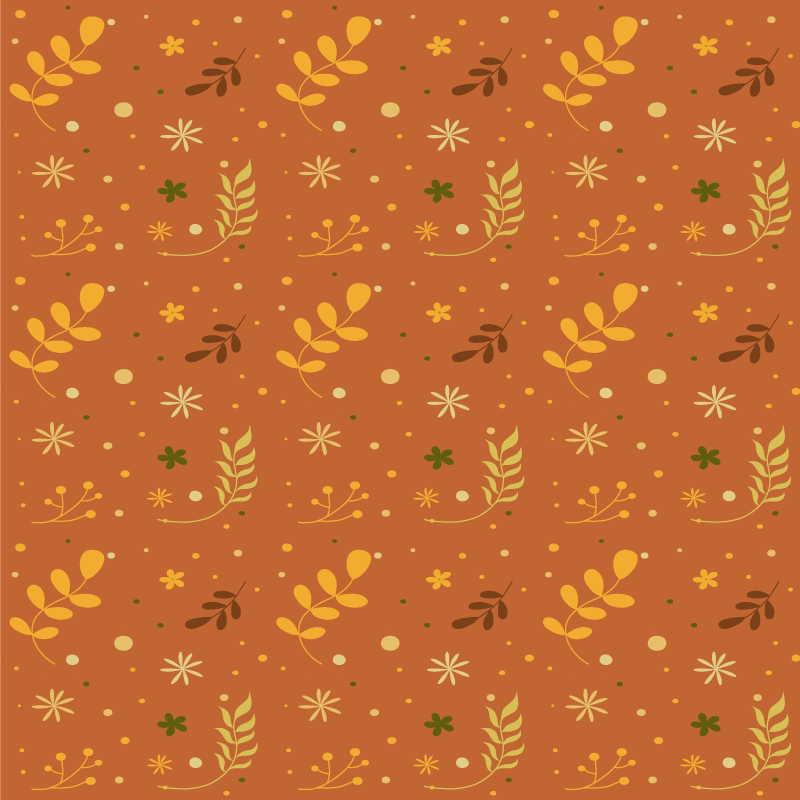 Tapis vinyle plantes design feuilles aux tons orange - TenStickers