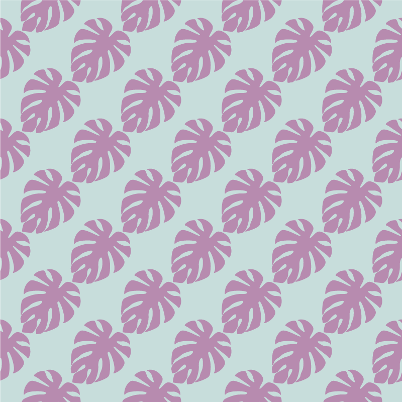 Tapis vinyle plantes motifs feuilles bleues et roses - TenStickers
