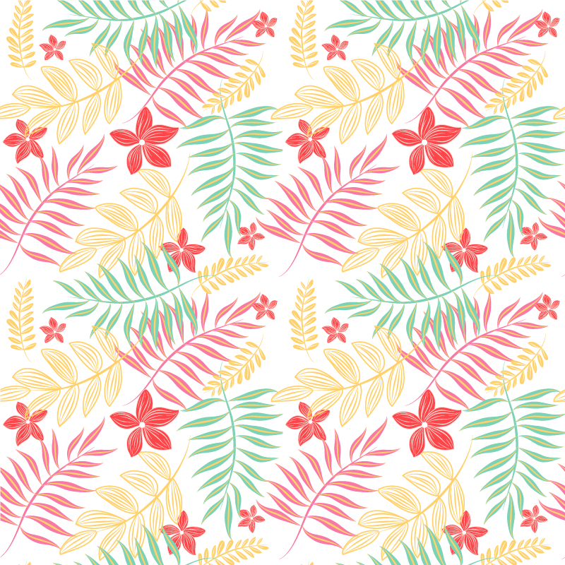 Tapis vinyle plantes design feuilles néon - TenStickers