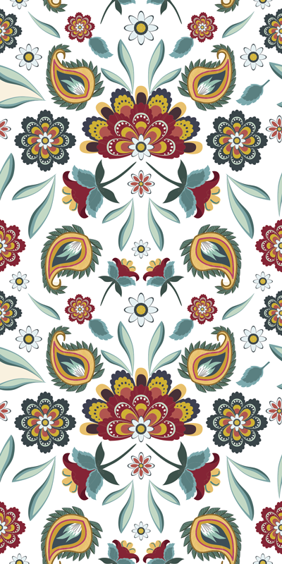 Tapis vinyle plantes style floral ethnique - TenStickers