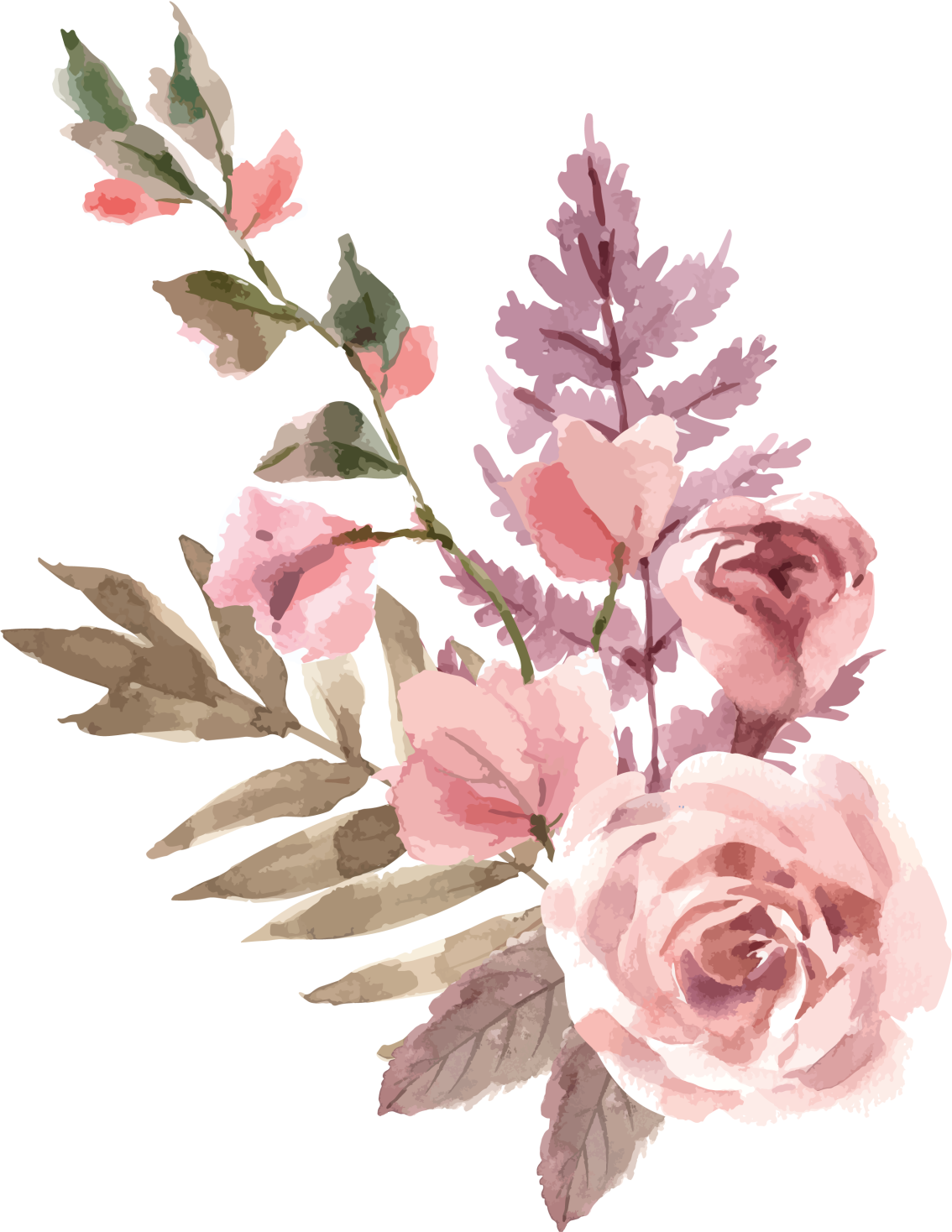 Tapis vinyle plantes aquarelle composition - TenStickers