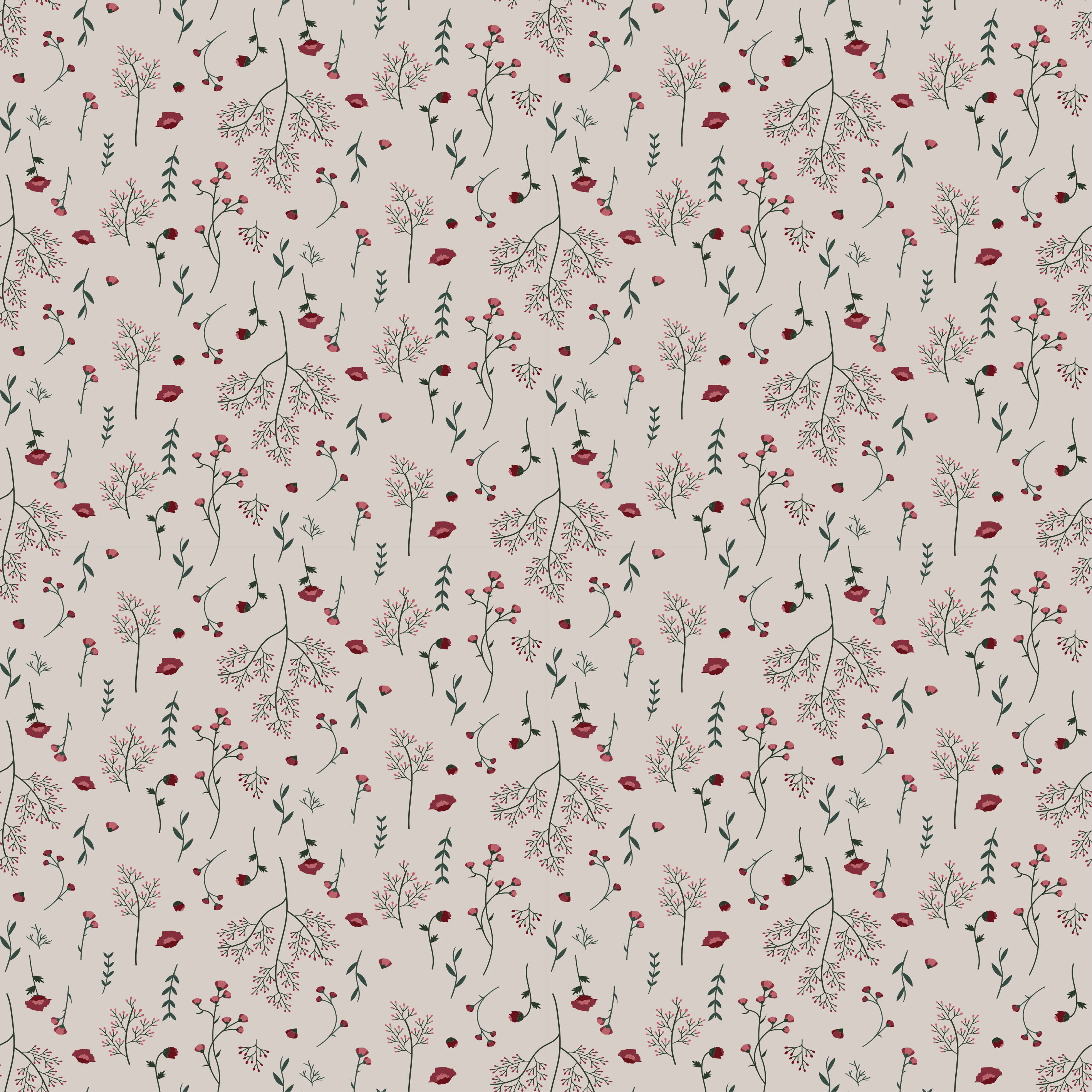 Tapis vinyle plantes motif rouge minimaliste - TenStickers