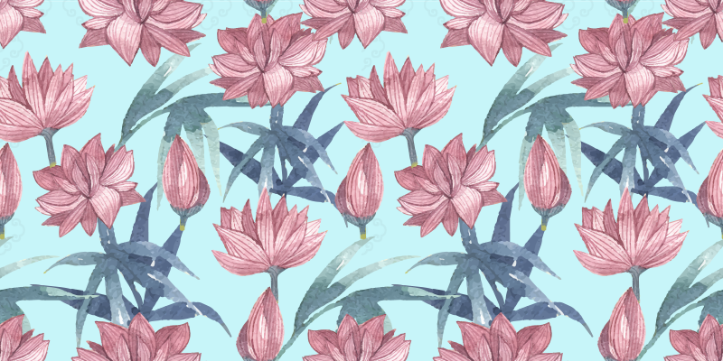 Tapis vinyle plantes aquarelle bleue - TenStickers