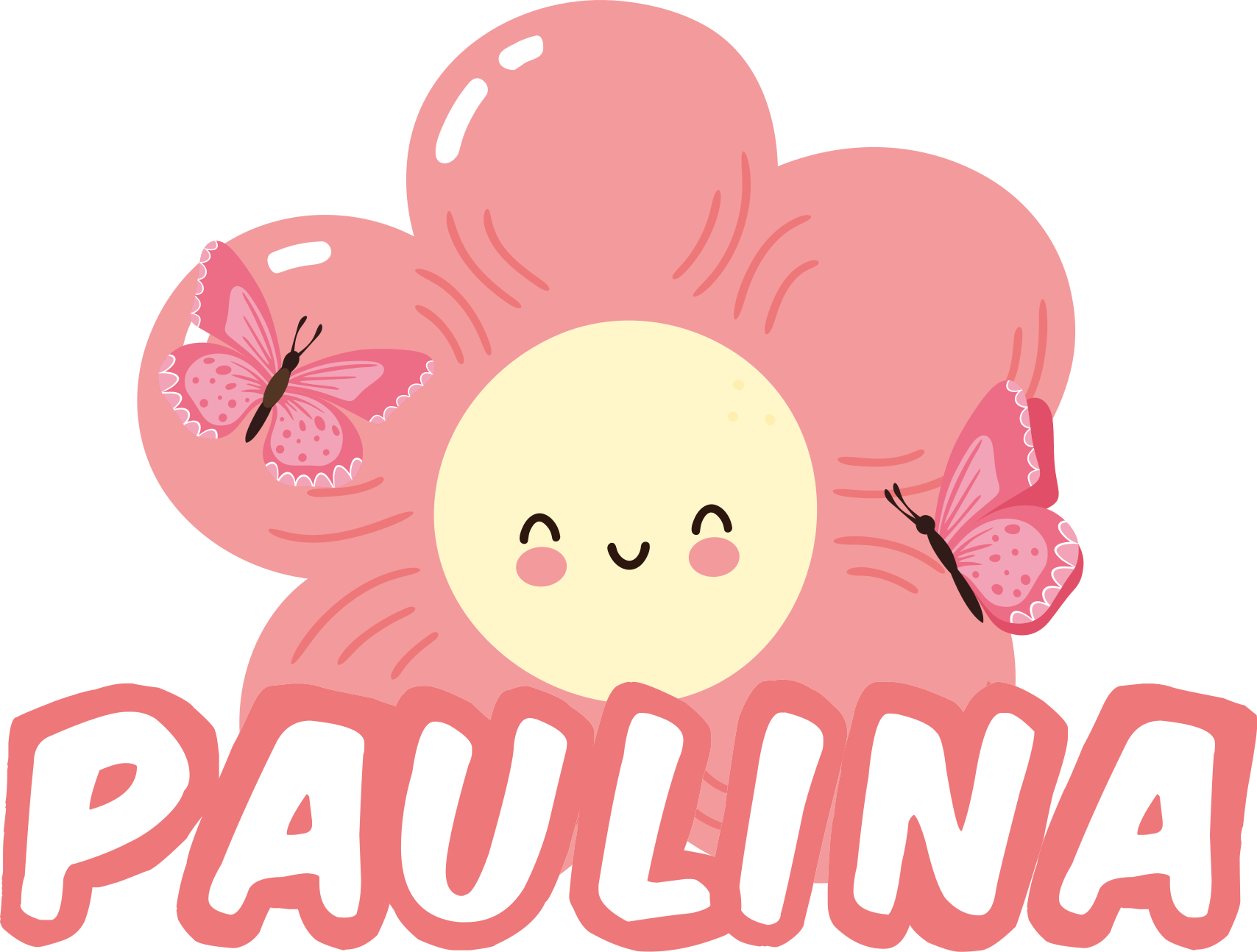 Tapis vinyle plantes fleurs et papillon avec nom - TenStickers