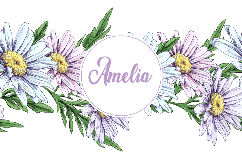 Tapis vinyle plantes design marguerite avec nom - TenStickers