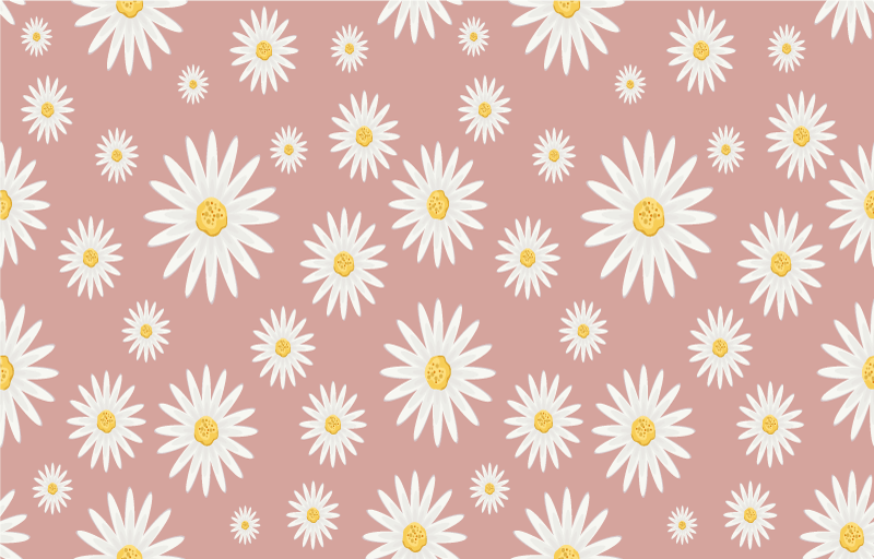Tapis vinyle plantes motif marguerites roses mignonnes - TenStickers