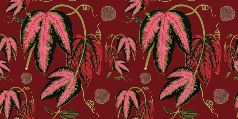 Tapis vinyle plantes rouge maranta couleurs chaudes - TenStickers