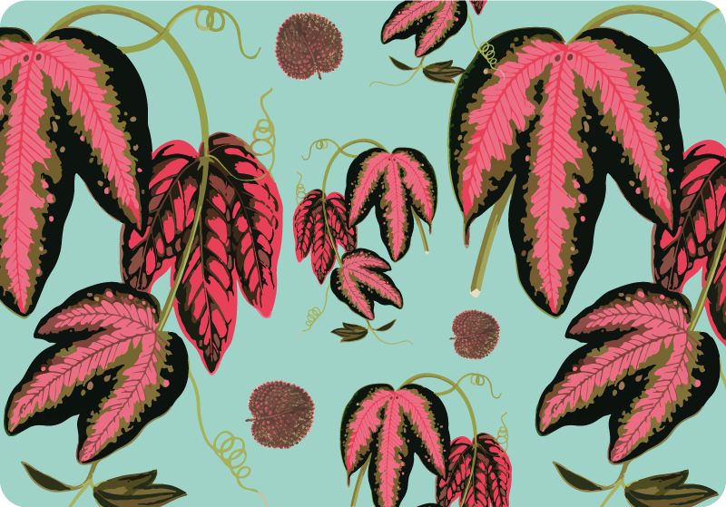 Tapis vinyle plantes maranta verte et rouge - TenStickers