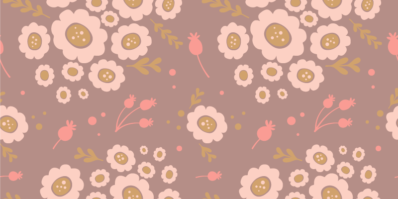 Tapis vinyle plantes motif art populaire pastel - TenStickers