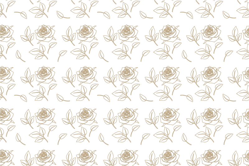 Tapis vinyle plantes motif roses détaillé fond beige - TenStickers