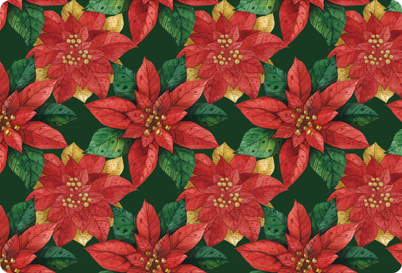 Tapis vinyle plantes motif de noël rouge et vert - TenStickers