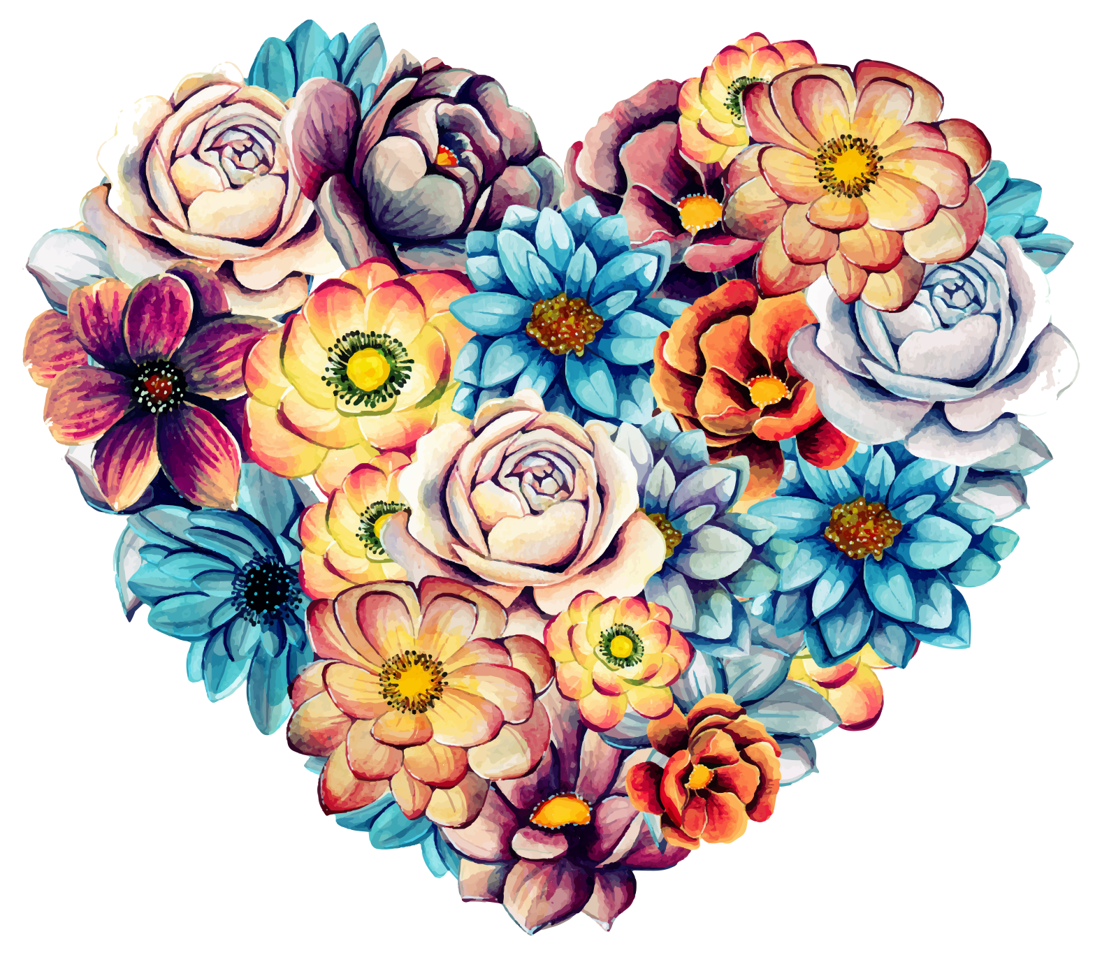 Tapis vinyle plantes cœur magnifique rempli de fleurs - TenStickers