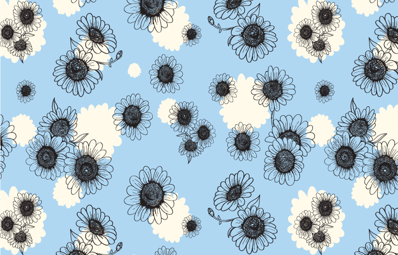 Tapis vinyle plantes motif moderne sans couture marguerites - TenStickers