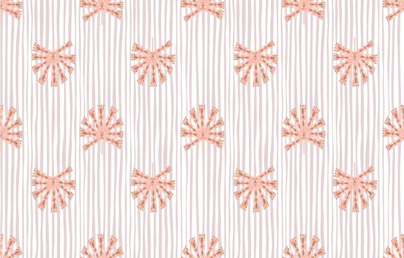 Tapis vinyle plantes fleurs géométriques pastel rose - TenStickers