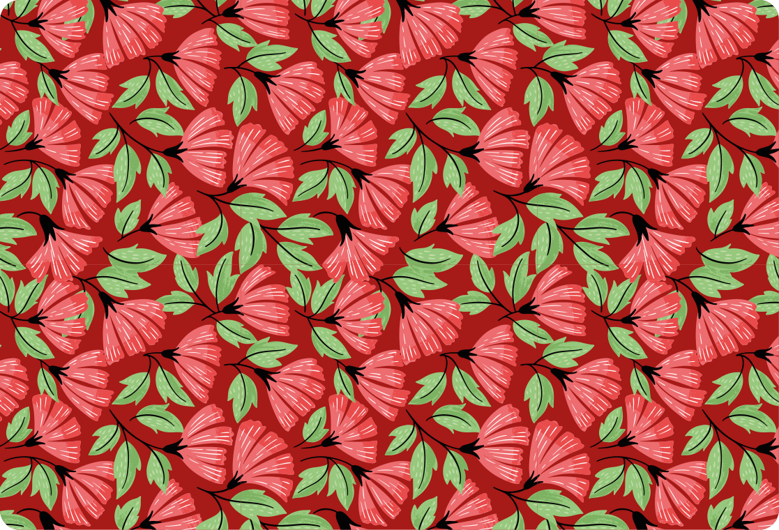 Tapis vinyle plantes motif vintage rouge - TenStickers