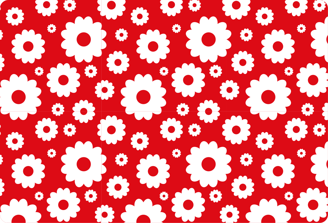 Tapis vinyle plantes marguerites blanches sur fond rouge - TenStickers