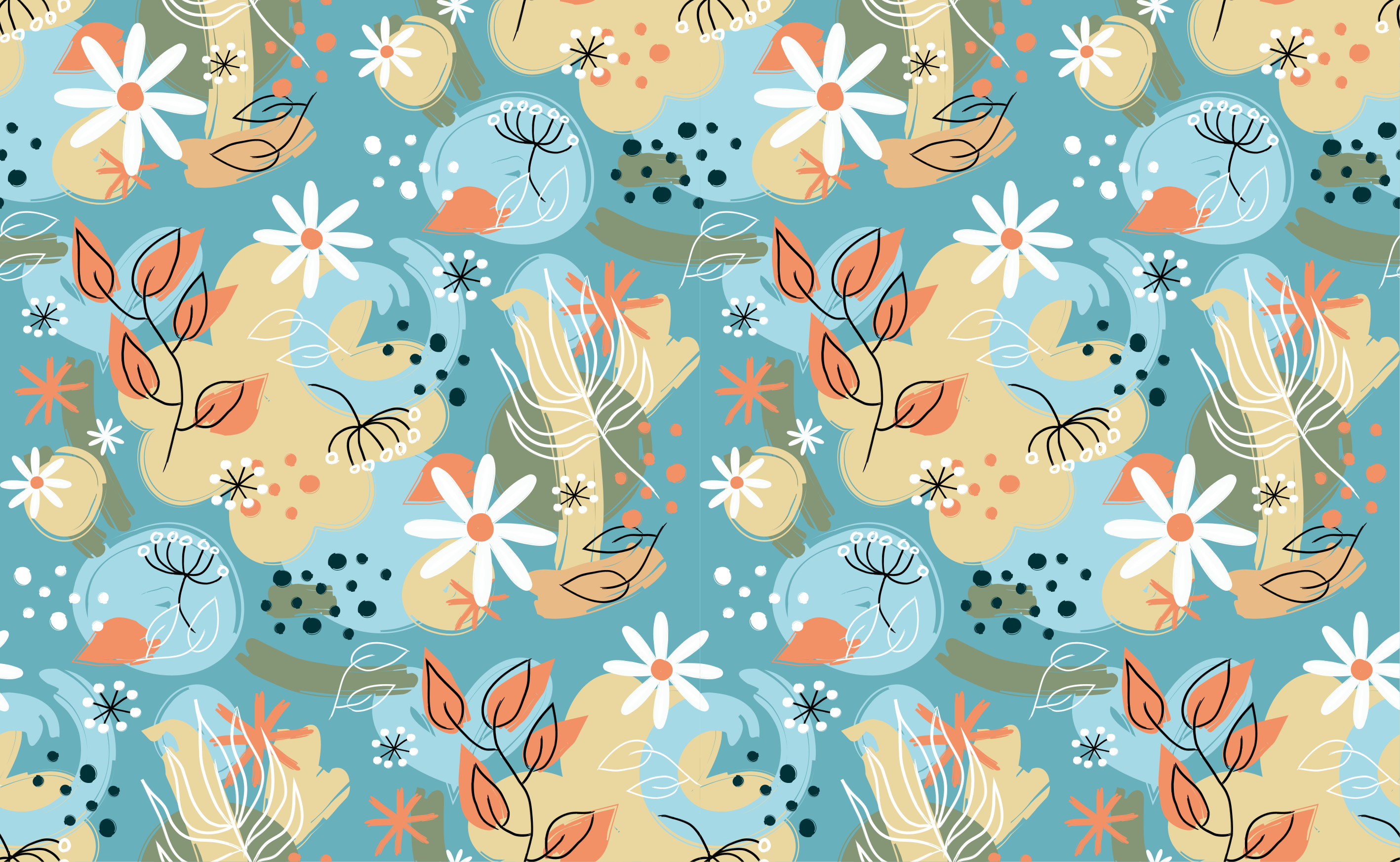 Tapis vinyle plantes fond floral abstrait plat - TenStickers