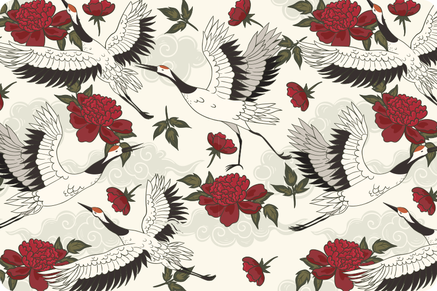 Tapis vinyle plantes motif oiseaux aux tons apaisants - TenStickers